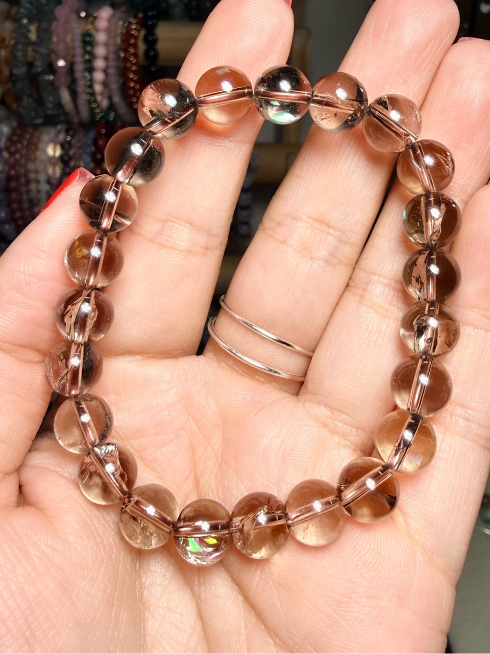 Natural Rainbow Smoky Quartz Bracelet 8mm Gemstone Bracelet